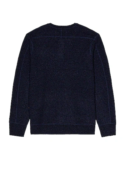 Schott Button Henley Sweater In Navy