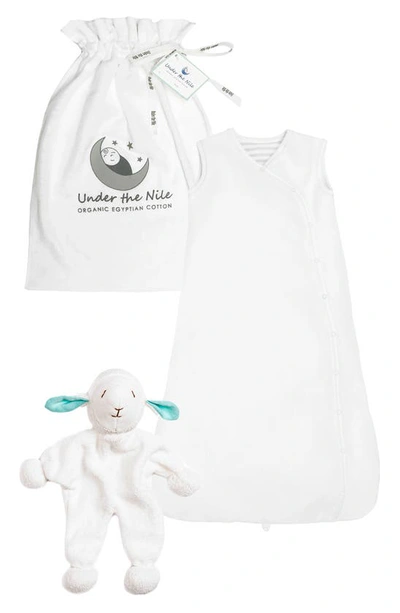 Shop Under The Nile 2-piece Organic Cotton Bunting & Lamb Toy Gift Set In White