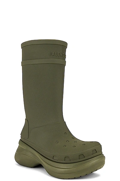 Shop Balenciaga Crocs Boot In Army Green