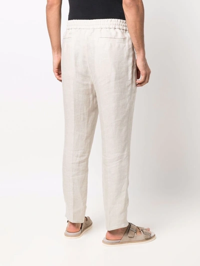 Shop Brunello Cucinelli Straight-leg Linen Trousers In Nude