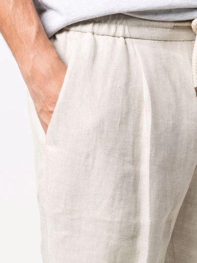 Shop Brunello Cucinelli Straight-leg Linen Trousers In Nude