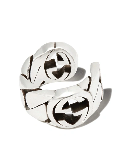 Gucci Sterling Silver Interlocking G Large Ear Cuff In Silber