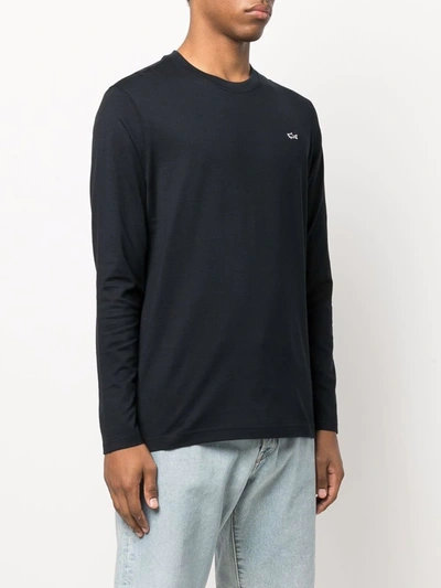 Paul & Shark Embroidered-logo Long-sleeve T-shirt In Schwarz