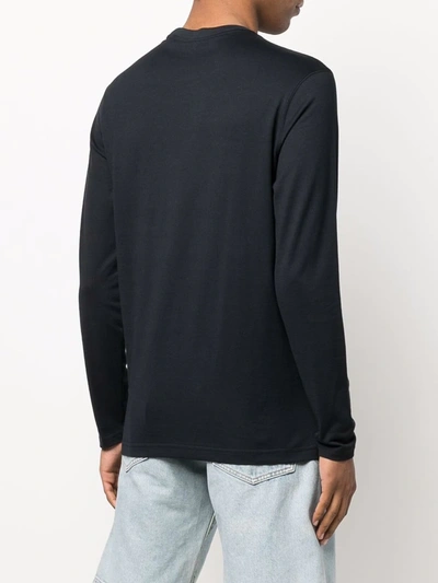 Paul & Shark Embroidered-logo Long-sleeve T-shirt In Schwarz