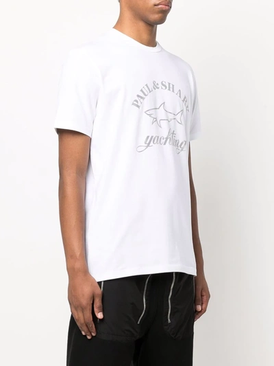 Shop Paul & Shark Logo-print Cotton T-shirt In Weiss