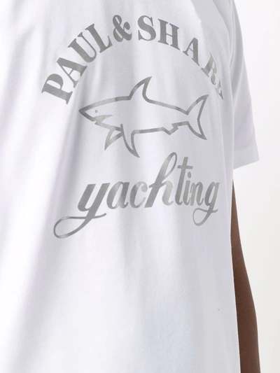 Shop Paul & Shark Logo-print Cotton T-shirt In Weiss