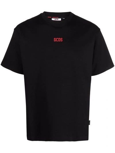 Shop Gcds Logo-print Cotton T-shirt In Schwarz