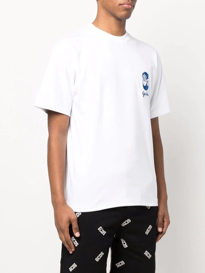 Shop Gcds Embroidered Logo Cotton T-shirt In Weiss