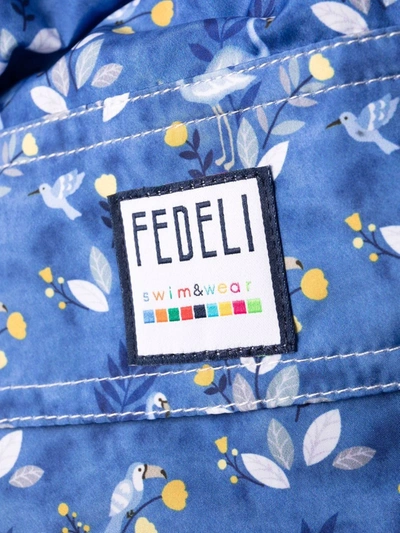 Shop Fedeli Floral-print Swim Shorts In Blau