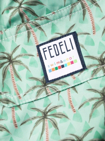 Shop Fedeli Palm Tree-print Swim Shorts In Grün