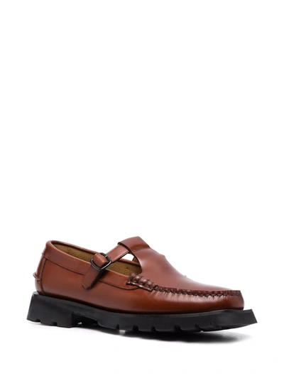 Shop Hereu Alber T-bar Leather Loafers In Braun