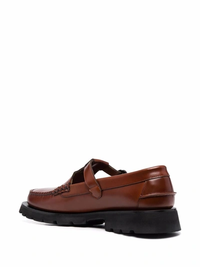 Shop Hereu Alber T-bar Leather Loafers In Braun