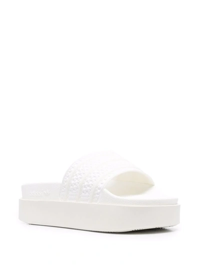 Shop Adidas Originals Adilette Bonega Platform Sandals In Weiss
