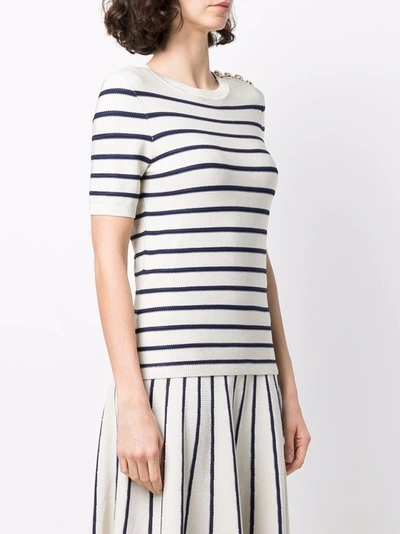 Zimmermann Short-sleeve Knitted Top In Weiss