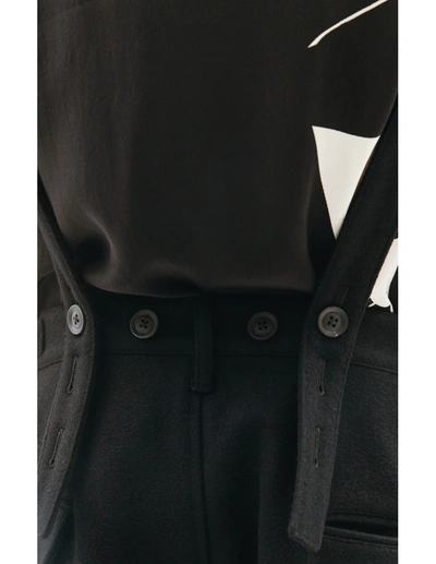 Shop Yohji Yamamoto Compressed Melton Suspender Pants In Black