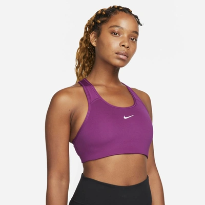 Shop Nike Women's Swoosh Medium-support 1-piece Pad Sports Bra In Red