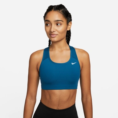Shop Nike Women's Swoosh Medium-support Non-padded Sports Bra In Blue