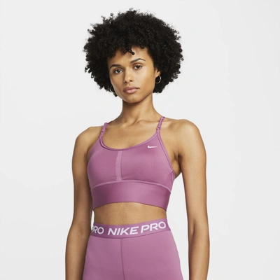 Shop Nike Women's Indy Light-support Padded Longline Sports Bra In Purple