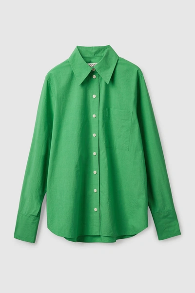 Shop Cos Oversized Long-sleeve Shirt In Green