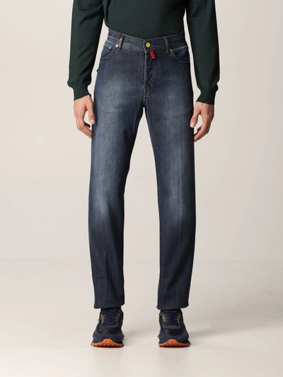 Kiton Stonewashed Straight-leg Jeans In Denim