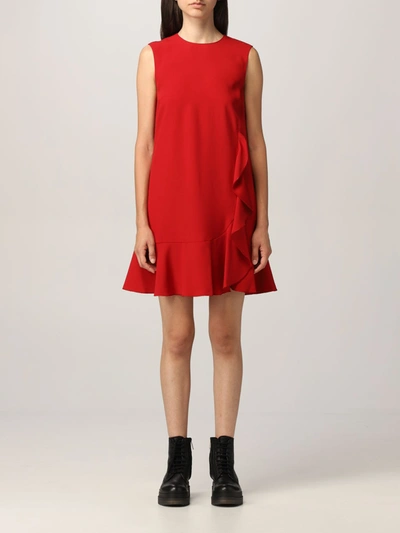 Red Valentino Round-neck Dress With Armhole Red Acetate Woman