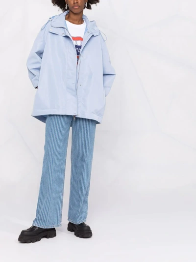 Stella Mccartney Belted Hooded Jacket In Blue