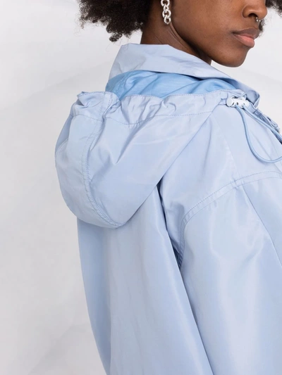 Stella Mccartney Belted Hooded Jacket In Blue