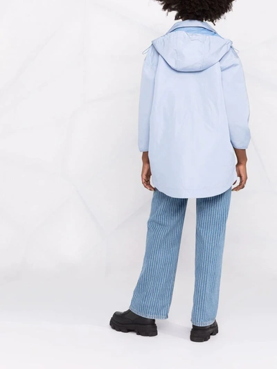 Stella Mccartney Belted Hooded Jacket In Blue