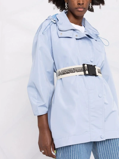 Stella Mccartney Belted Hooded Jacket In Blue