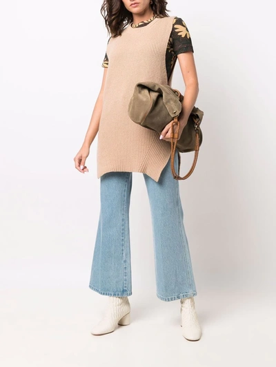 Shop Nanushka Oversized Ribbed-knit Vest In Neutrals