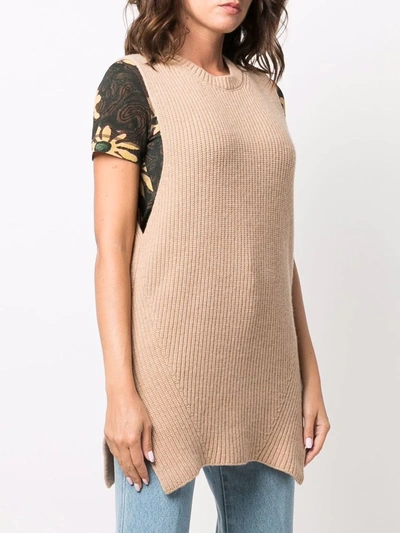 Shop Nanushka Oversized Ribbed-knit Vest In Neutrals