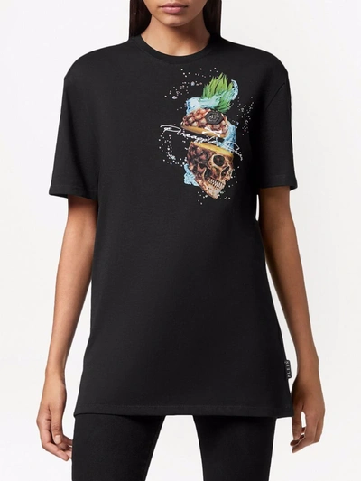 Shop Philipp Plein Pineapple Skies Cotton T-shirt In Black