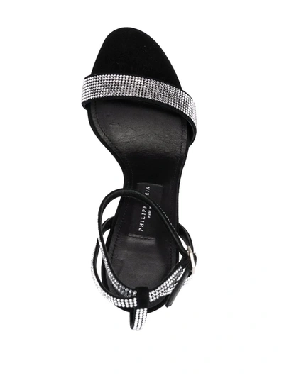 Shop Philipp Plein Crystal-embellished Suede Sandals In Black