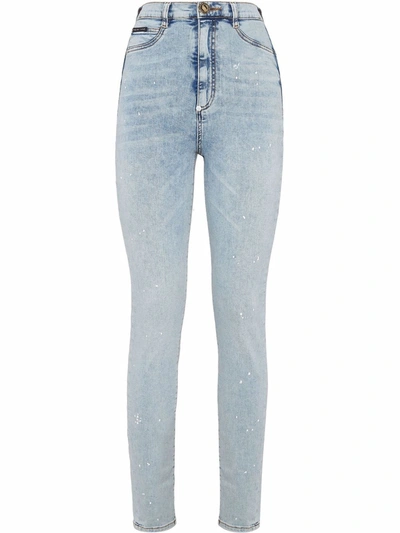 Shop Philipp Plein Super High-waisted Jeans In Blue
