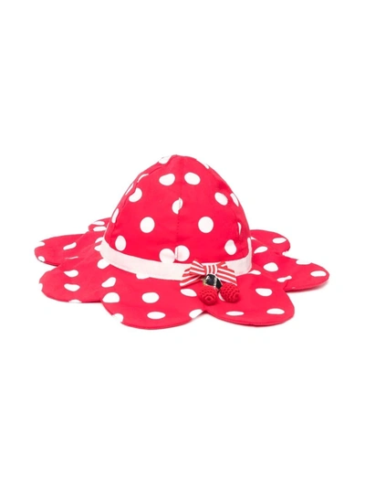 Shop Monnalisa Spotted Cotton Sun Hat In Red