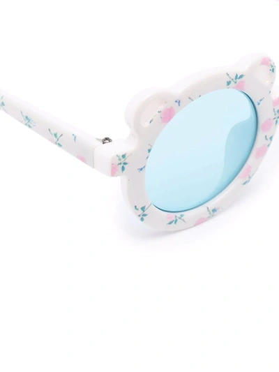 Shop Monnalisa Floral-print Bear Shaped-frame Sunglasses In Pink