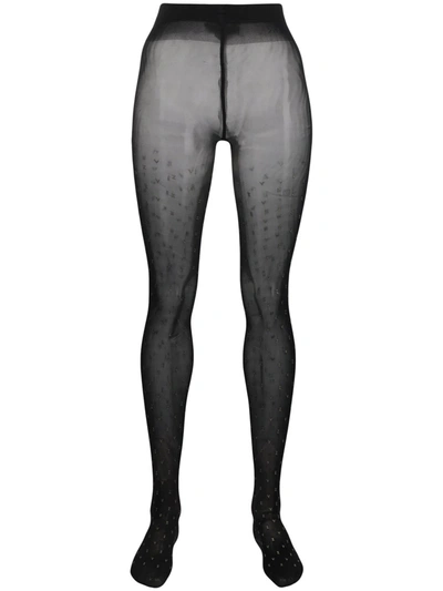 Shop Zadig & Voltaire Monogram-patterned Tights In Black