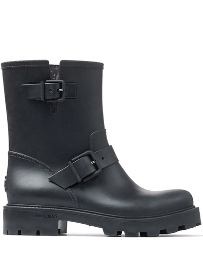 Shop Jimmy Choo Yael Flat Rain Boots In Black