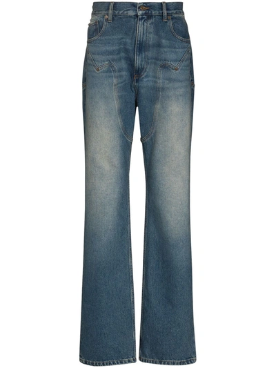 Shop Y/project Stitched-panel Loose-fit Jeans In Blue