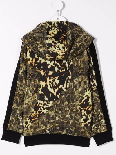 Shop Givenchy Leopard Print Hooded Track Jacket In Green