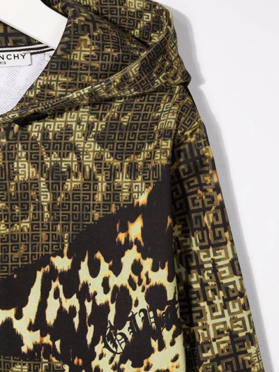 Givenchy Leopard Print Hooded Track Jacket In Green