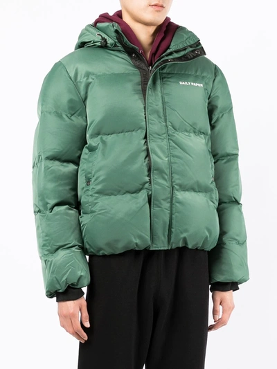 Shop Daily Paper Logo-print Puffer Jacket In Green