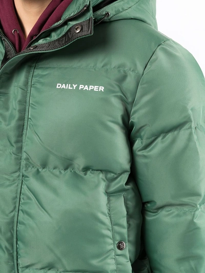 Shop Daily Paper Logo-print Puffer Jacket In Green