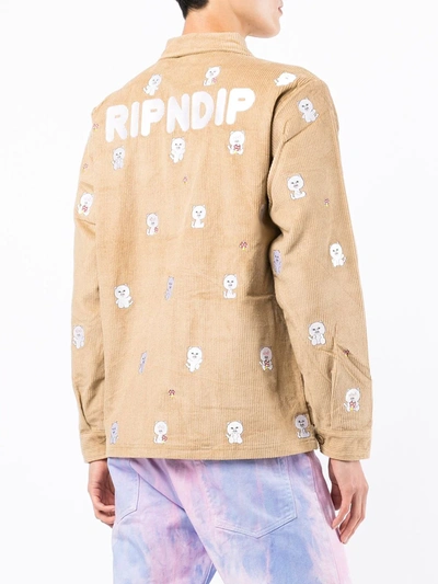 Ripndip Cat-print Corduroy Jacket In Brown