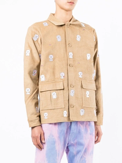 Ripndip Cat-print Corduroy Jacket In Brown
