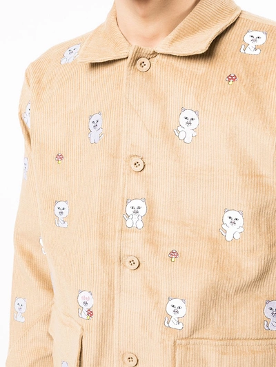 Ripndip Cat-print Corduroy Jacket In Brown