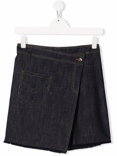 Shop Brunello Cucinelli Teen Denim Layered Shorts In Blue