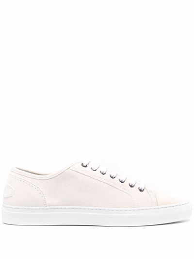 Shop Brioni Leather Lace-up Sneakers In White