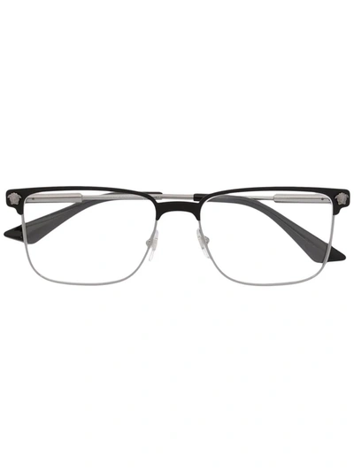 Shop Versace Rectangle Frame Glasses In Silver