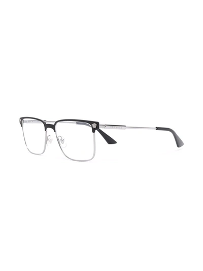 Shop Versace Rectangle Frame Glasses In Silver